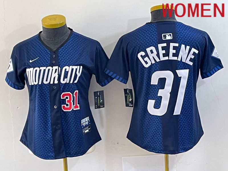 Women Detroit Tigers #31 Greene Blue City Edition Nike 2024 MLB Jersey style 2